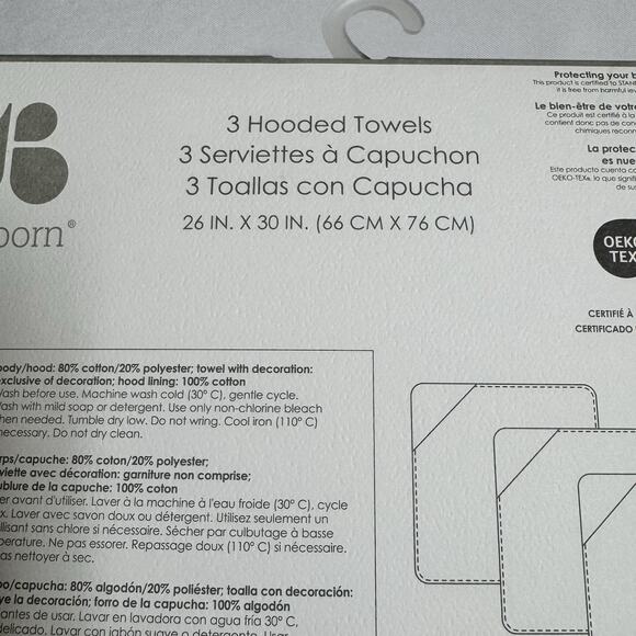 Just Born 3-Pack Hooded Bath Towels Vintage Pink Floral - Picture 6 of 8